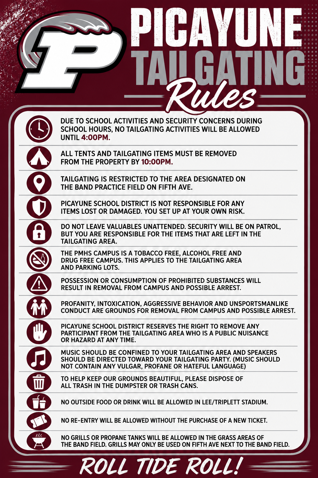 Reminders for Friday Night Games