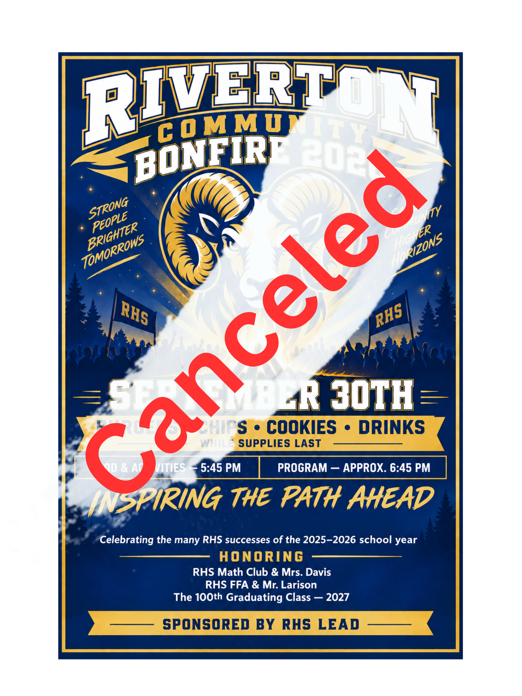 Community Bonfire - canceled for tonight - we will alert when rescheduled