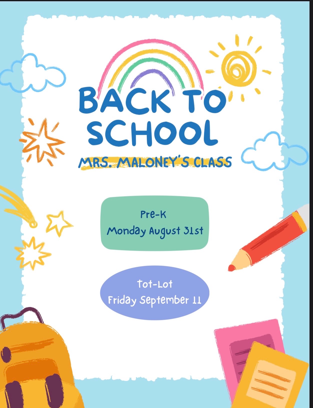 Pre-K / Tot Lot Back to School!