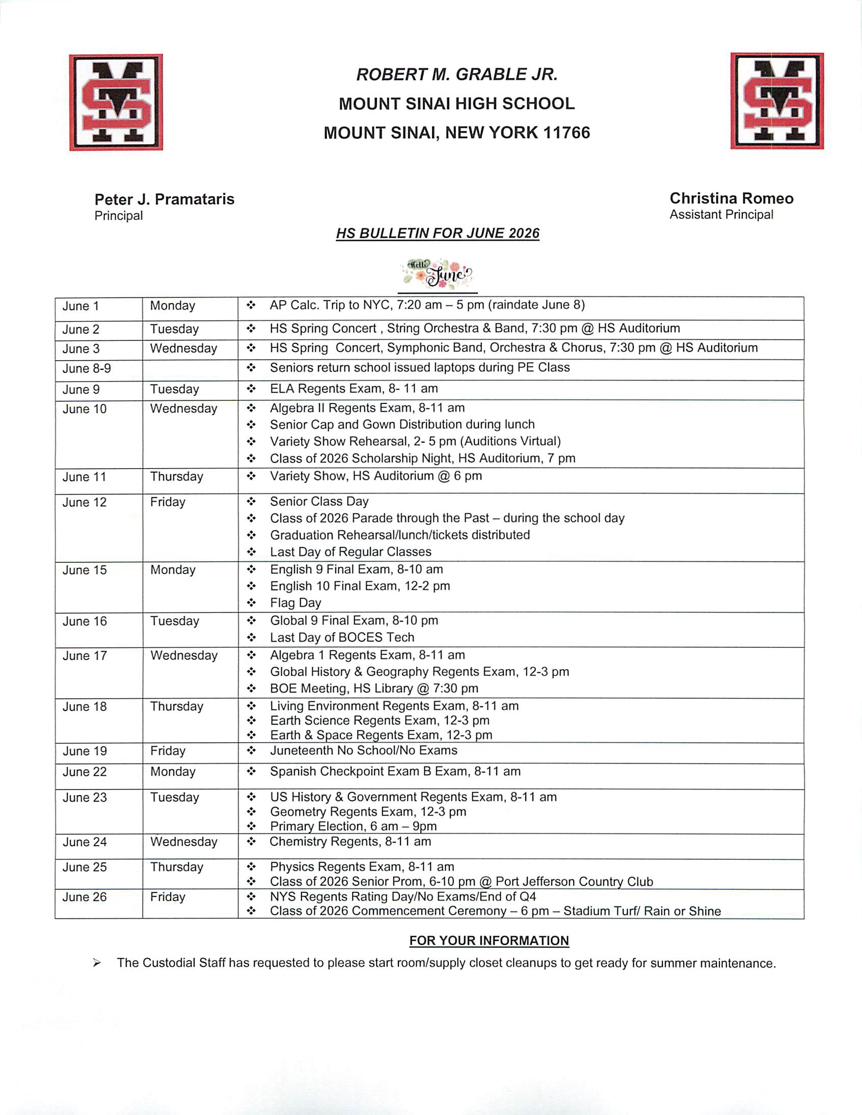 June HS Bulletin