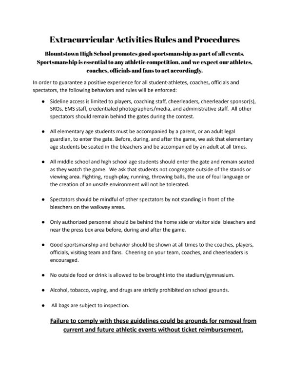 BHS Extracurricular Activities Rules & Procedures