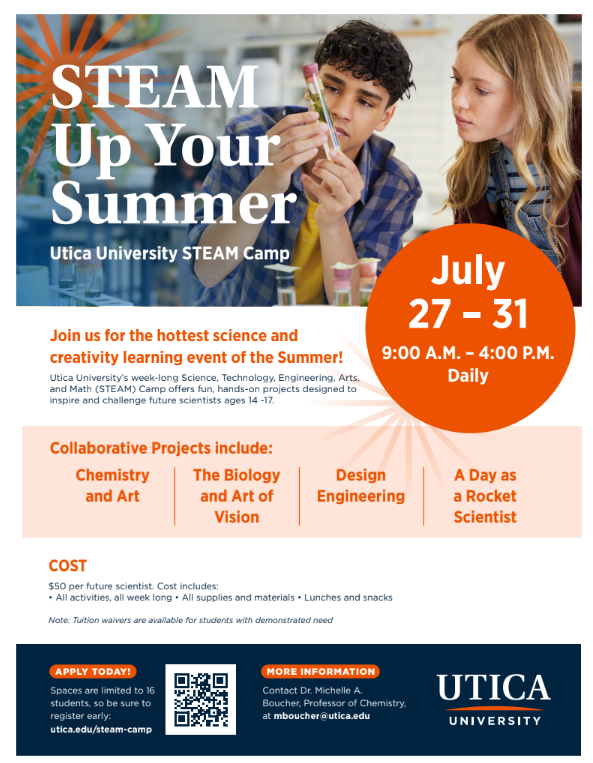Community News - Utica University Steam Camp July 27-31, 2026