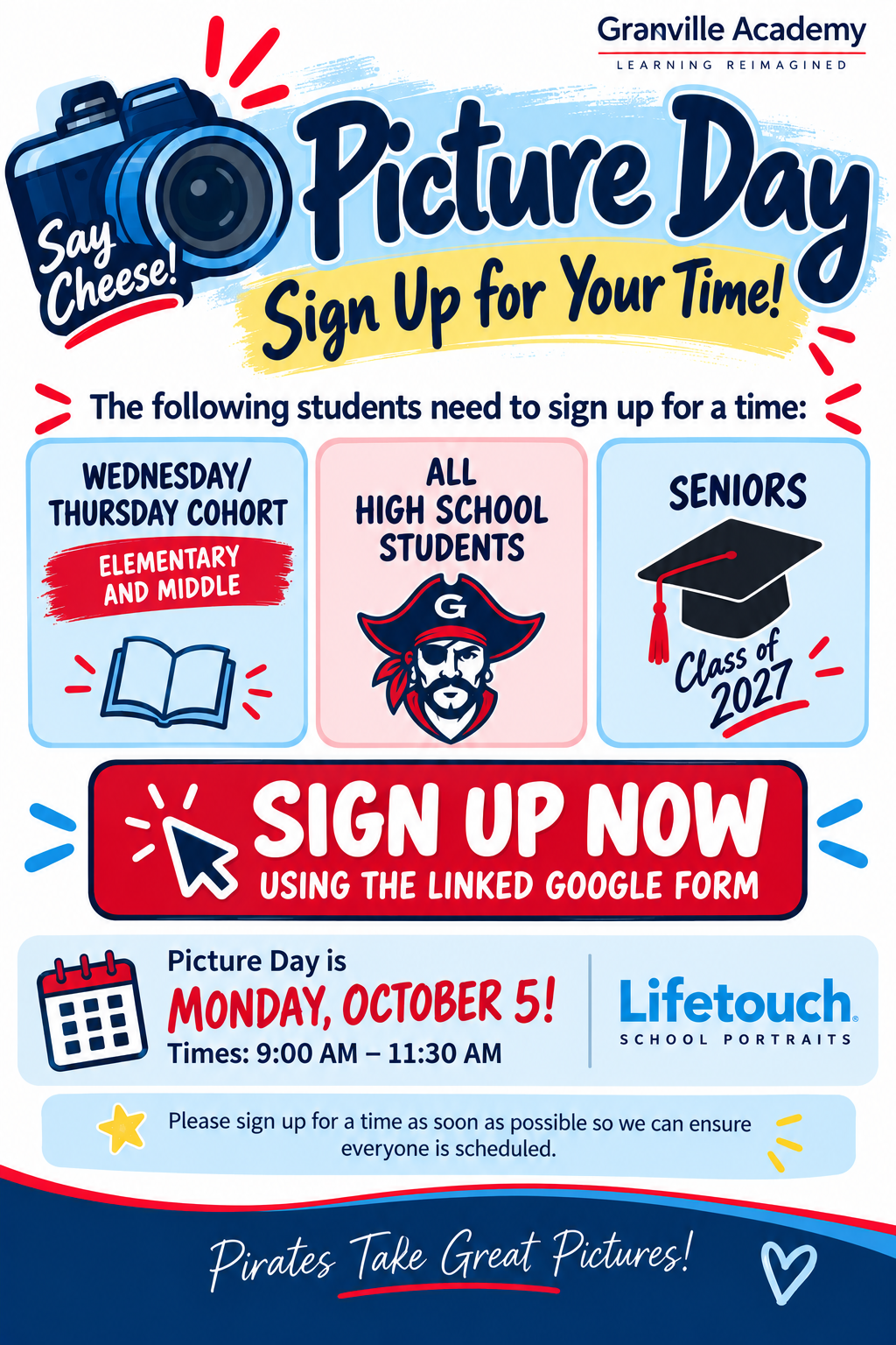 📸 Picture Day Sign-Up – Monday, October 5!