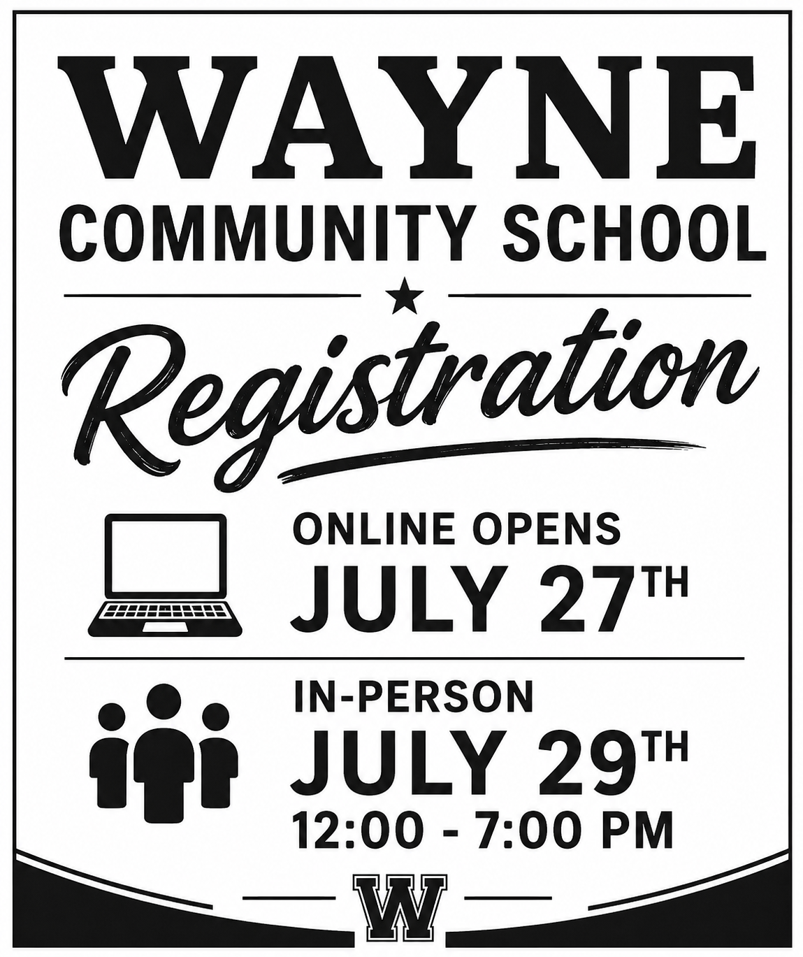 School Registration Opens July 27