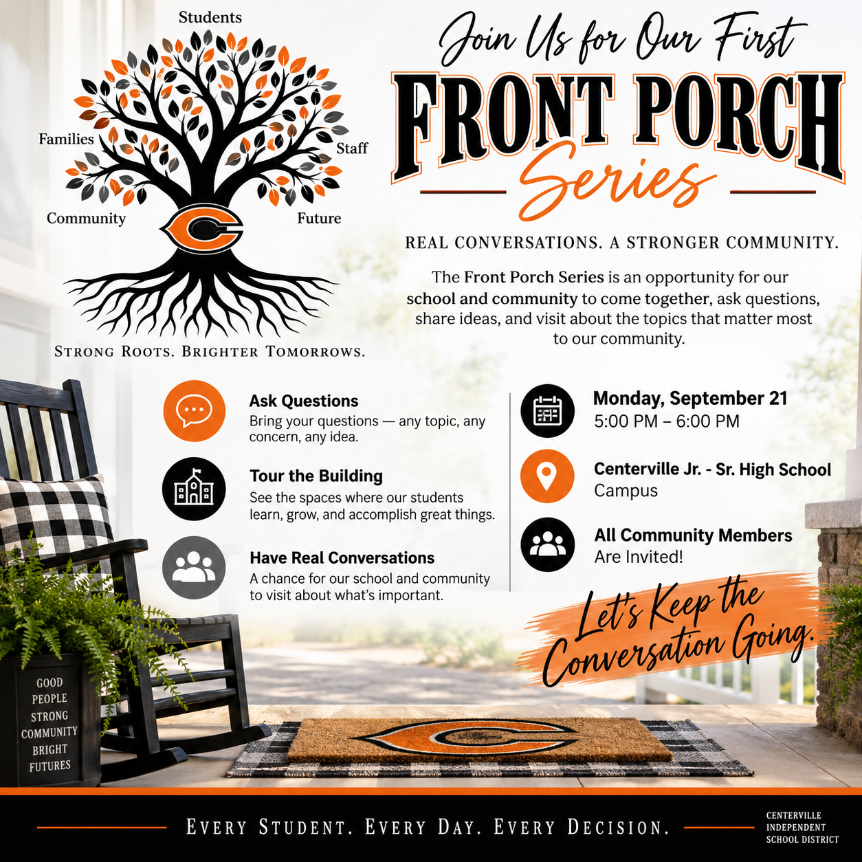 Front Porch Series Begins Monday, Sept 21 at 5 p.m.