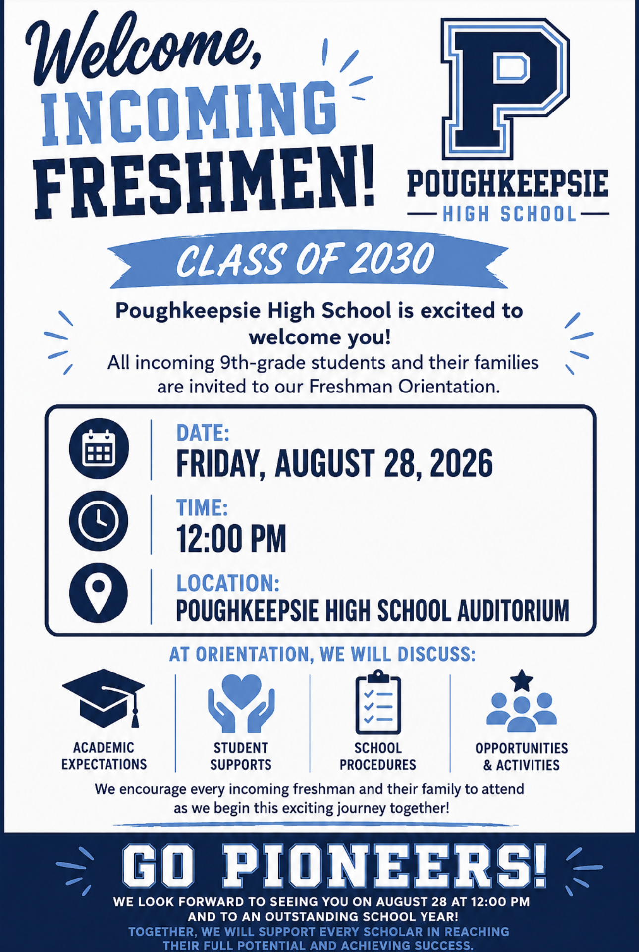 PHS Freshman Orientation to be held Aug. 28