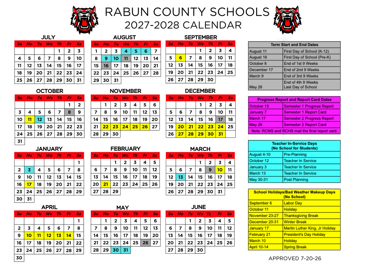 2027-2028 School Calendar Update