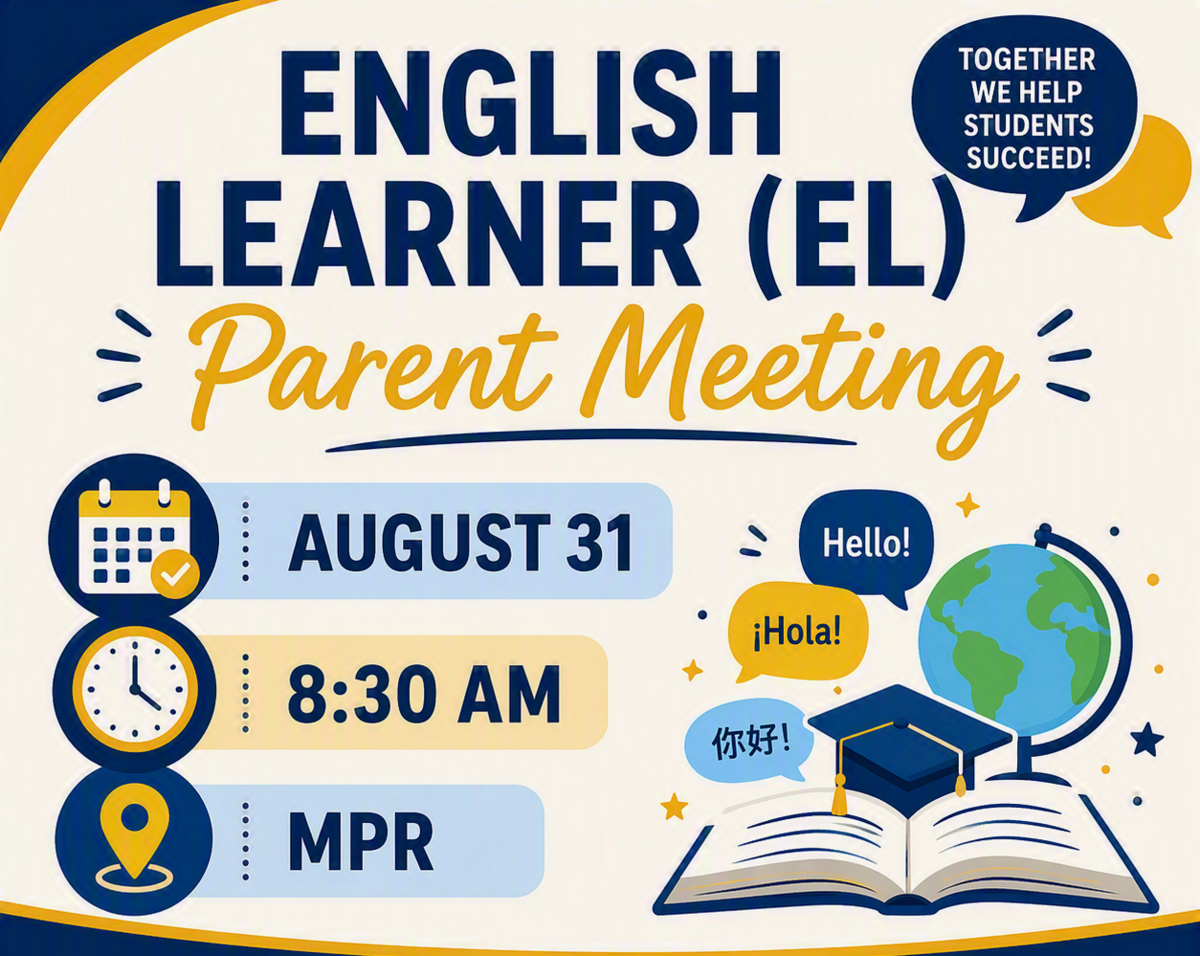 Invitation to English Learner Parent Meeting - MONDAY, August 31