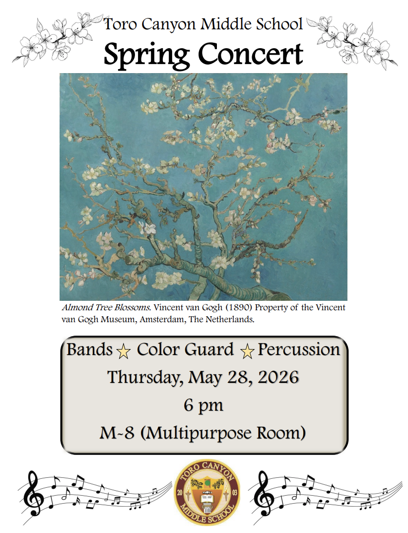Join us for the Spring Concert on Thursday, May 28 at 6:00 PM in the M-8 Multi Purpose Room 
