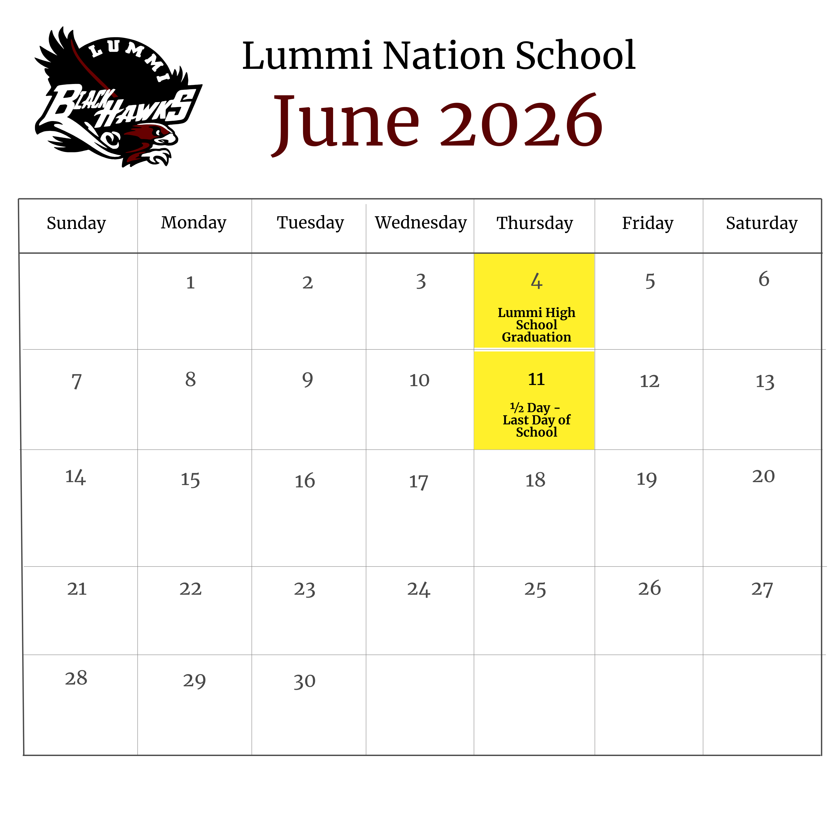 Last Day of School Updated to June 11