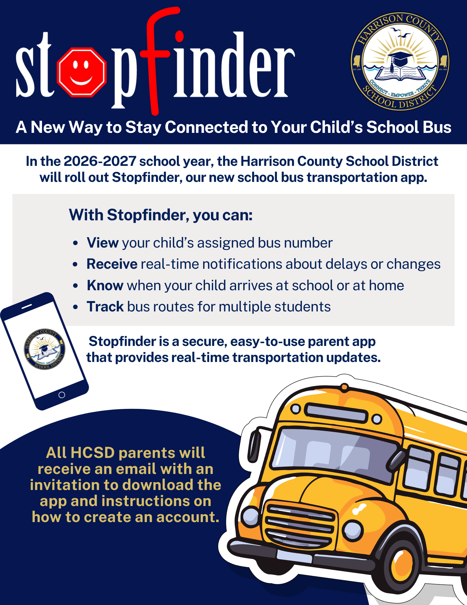 HCSD Launches Stopfinder School Bus App