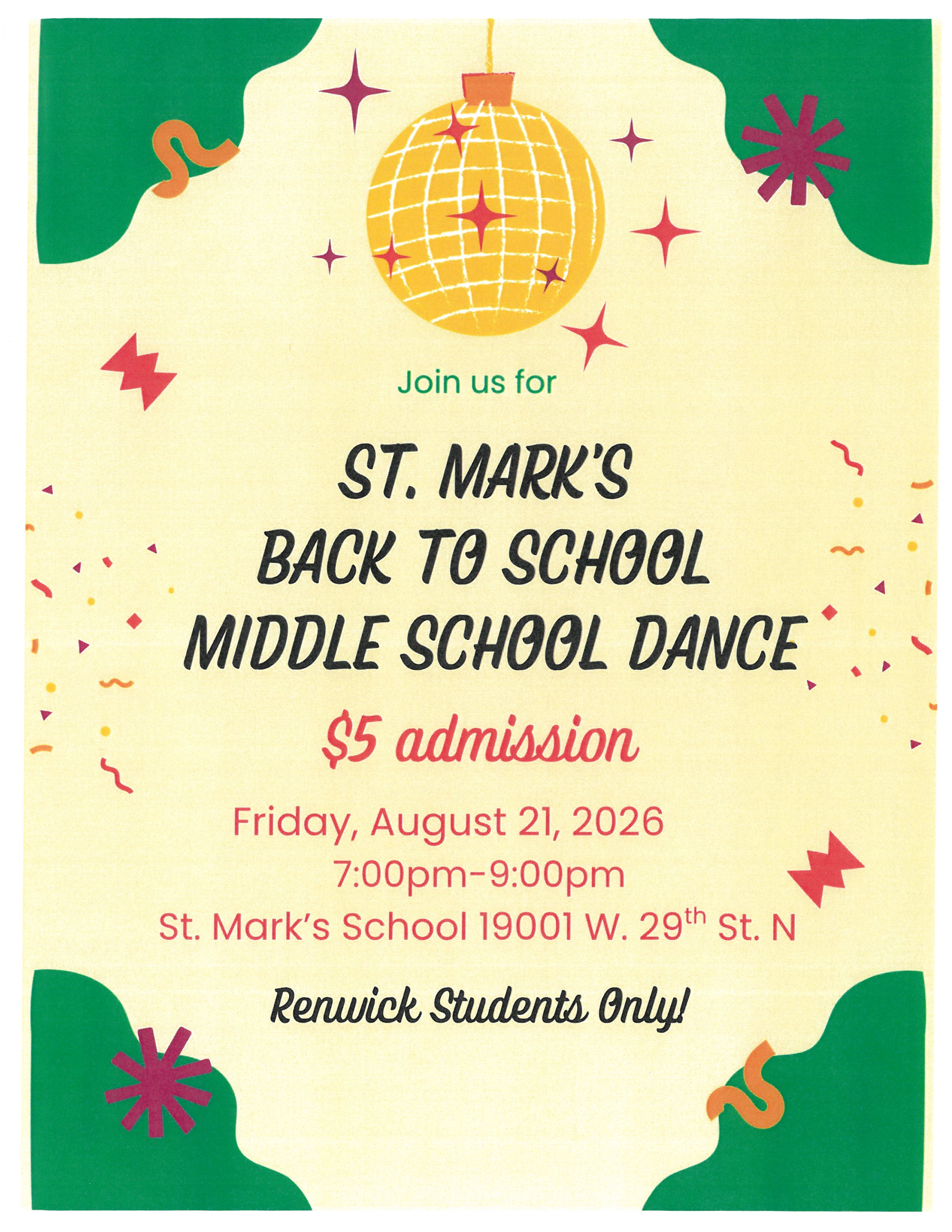 Renwick Middle School Dance August 21