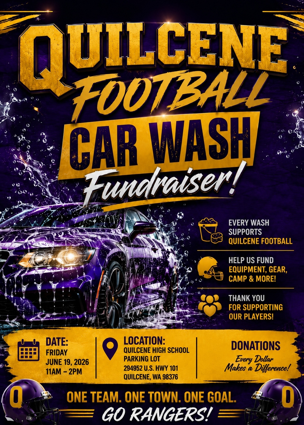 Quilcene Football Car Wash Fundraiser 6/19/26