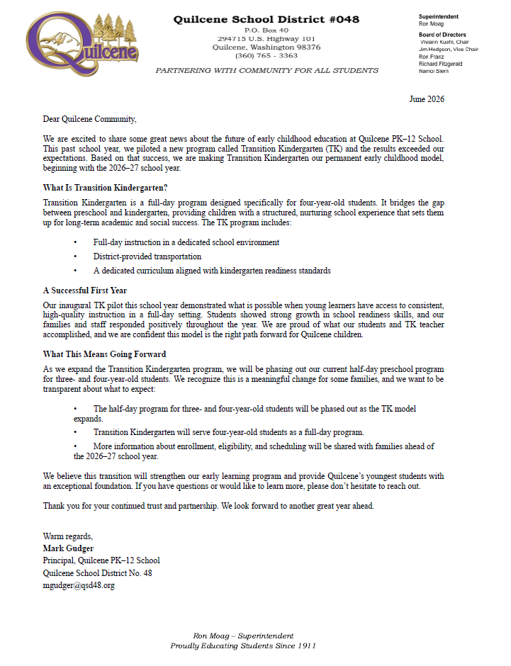 Letter from the Principal 