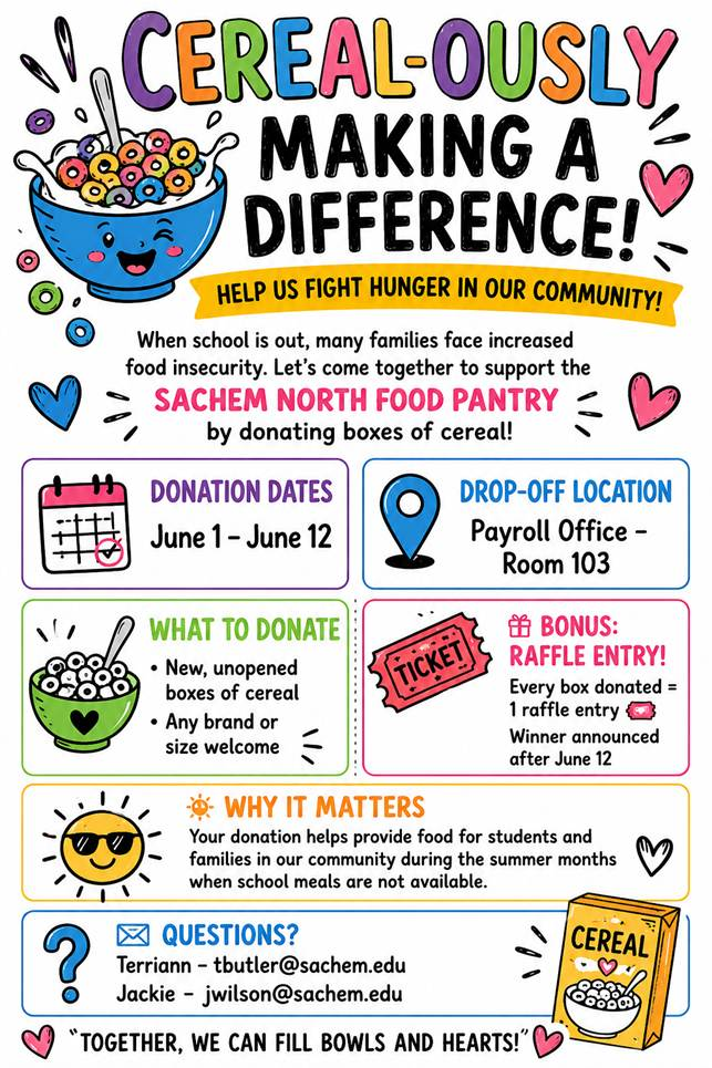 District Office Fundraiser - Cereal-Ously Making a Difference!