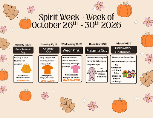 Spirit Week 10/26-30