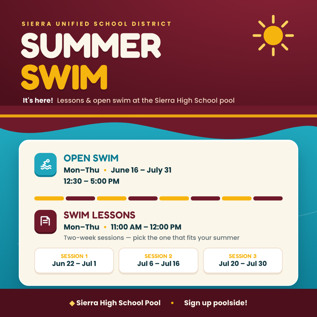 Sierra Unified Summer Swim Program is HERE!!