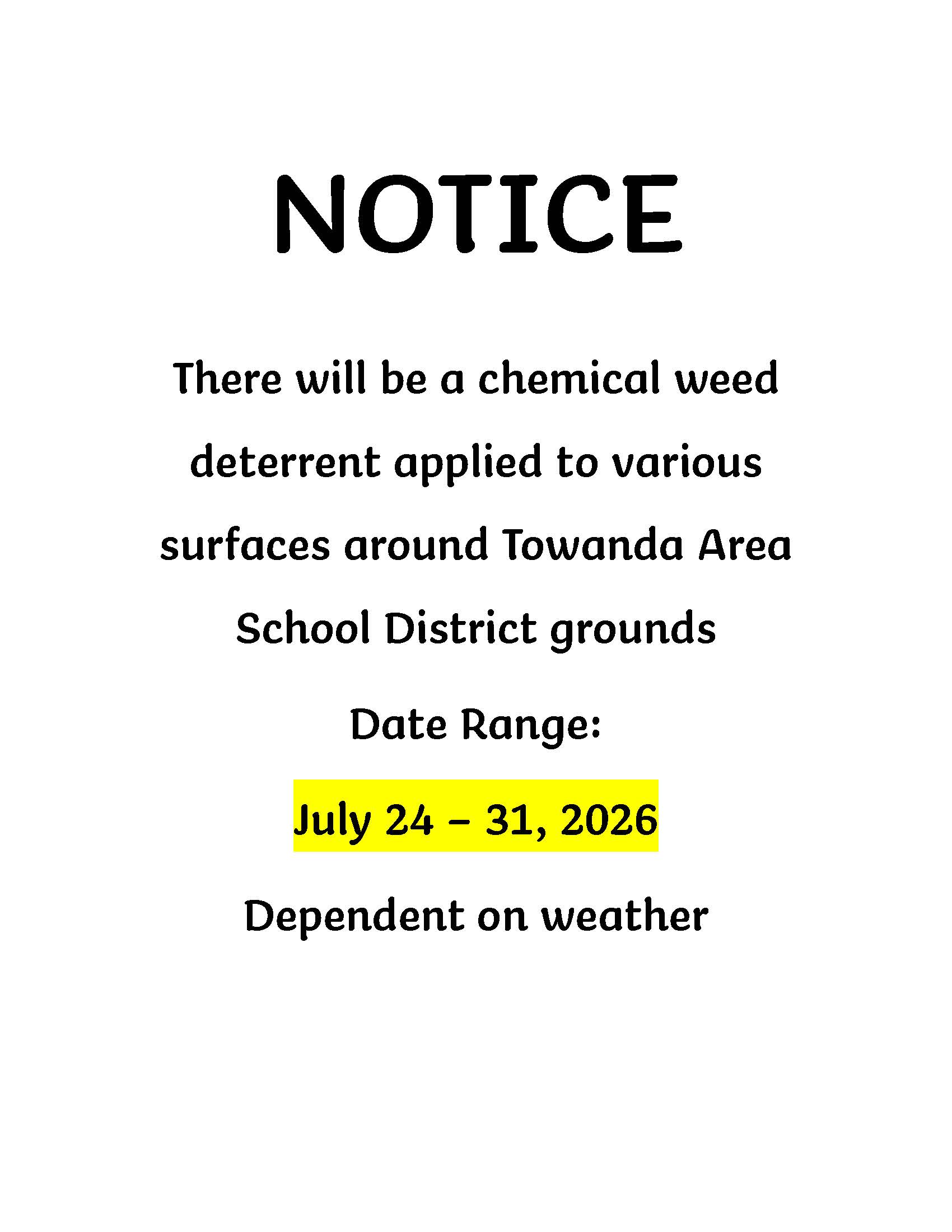 Notice - Weed Deterrent Application 