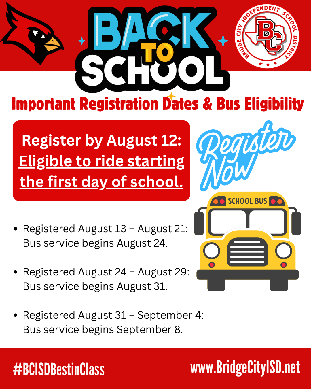 Bus Rider Form DUE BY AUGUST 12 to ride first day!