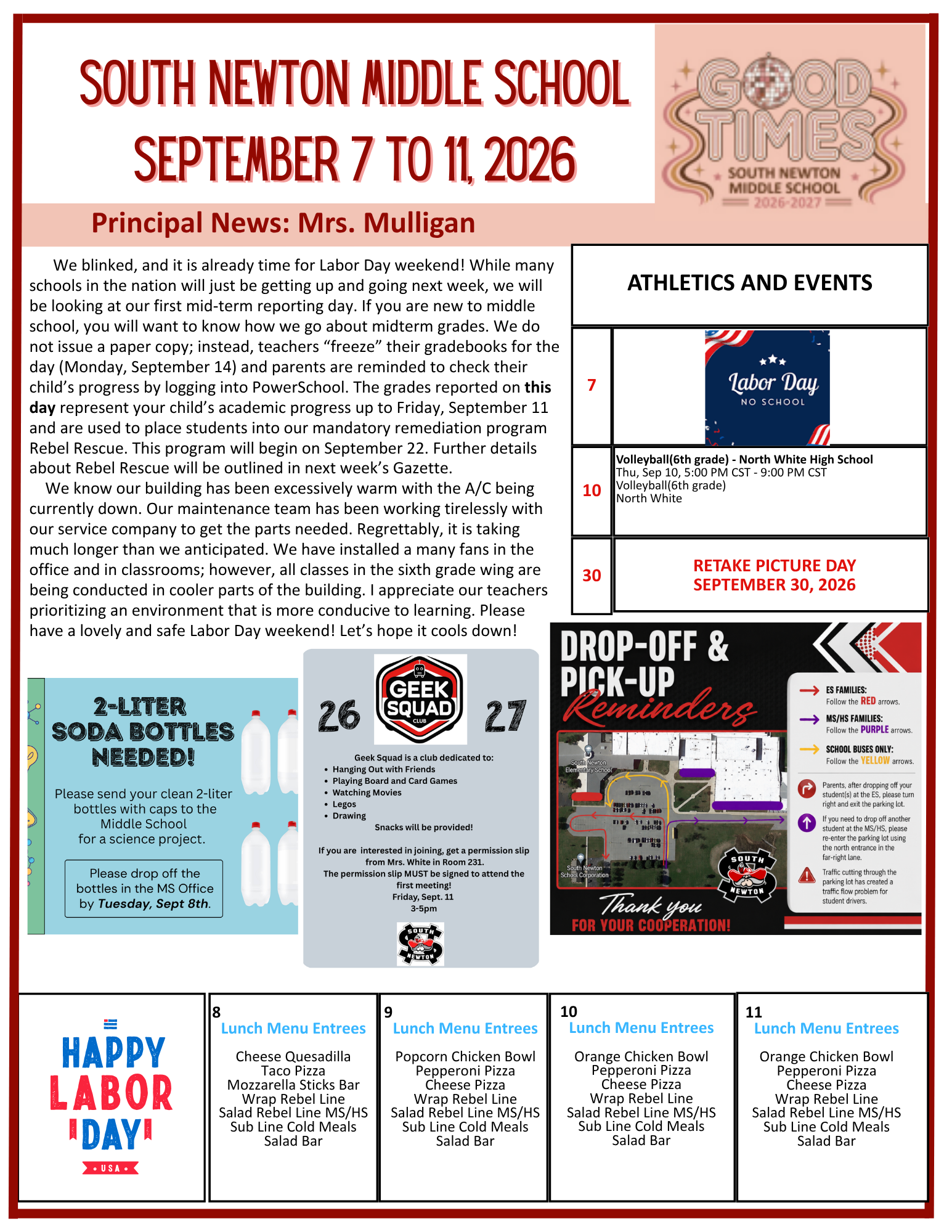 SNMS Gazette September 7 - 11, 2026