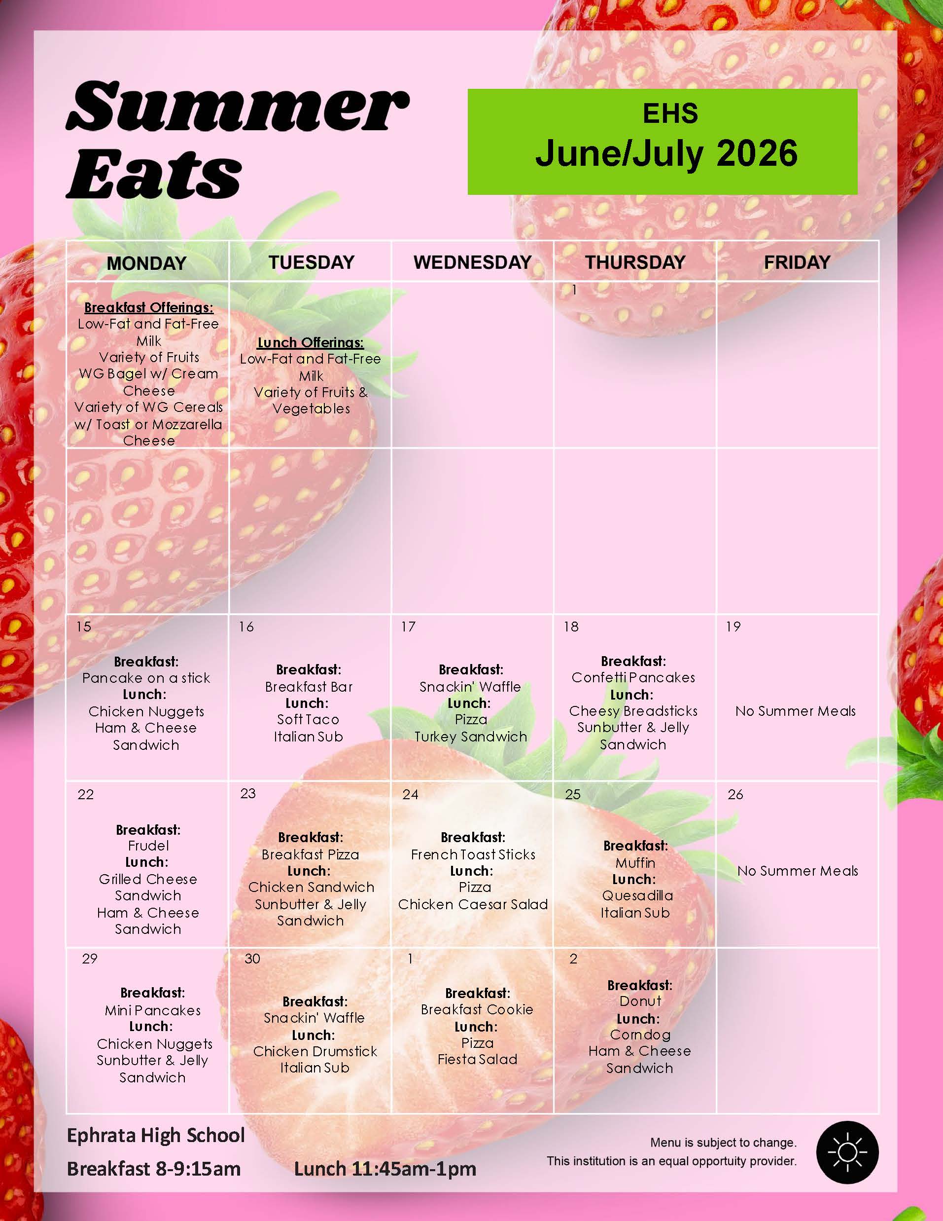 🍎 FREE Summer Meals start Monday! ☀️