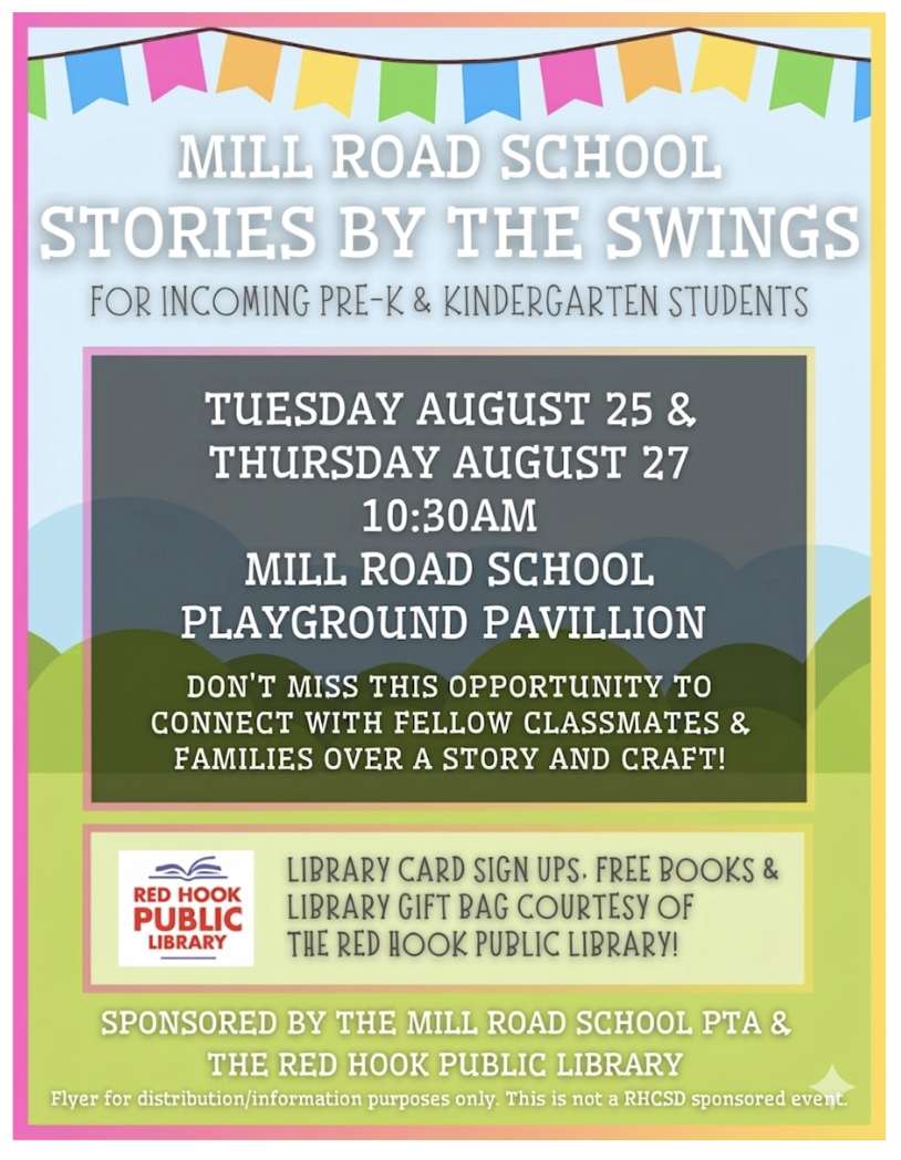 Stories by the Swings for incoming Pre-K and Kindergarten students
