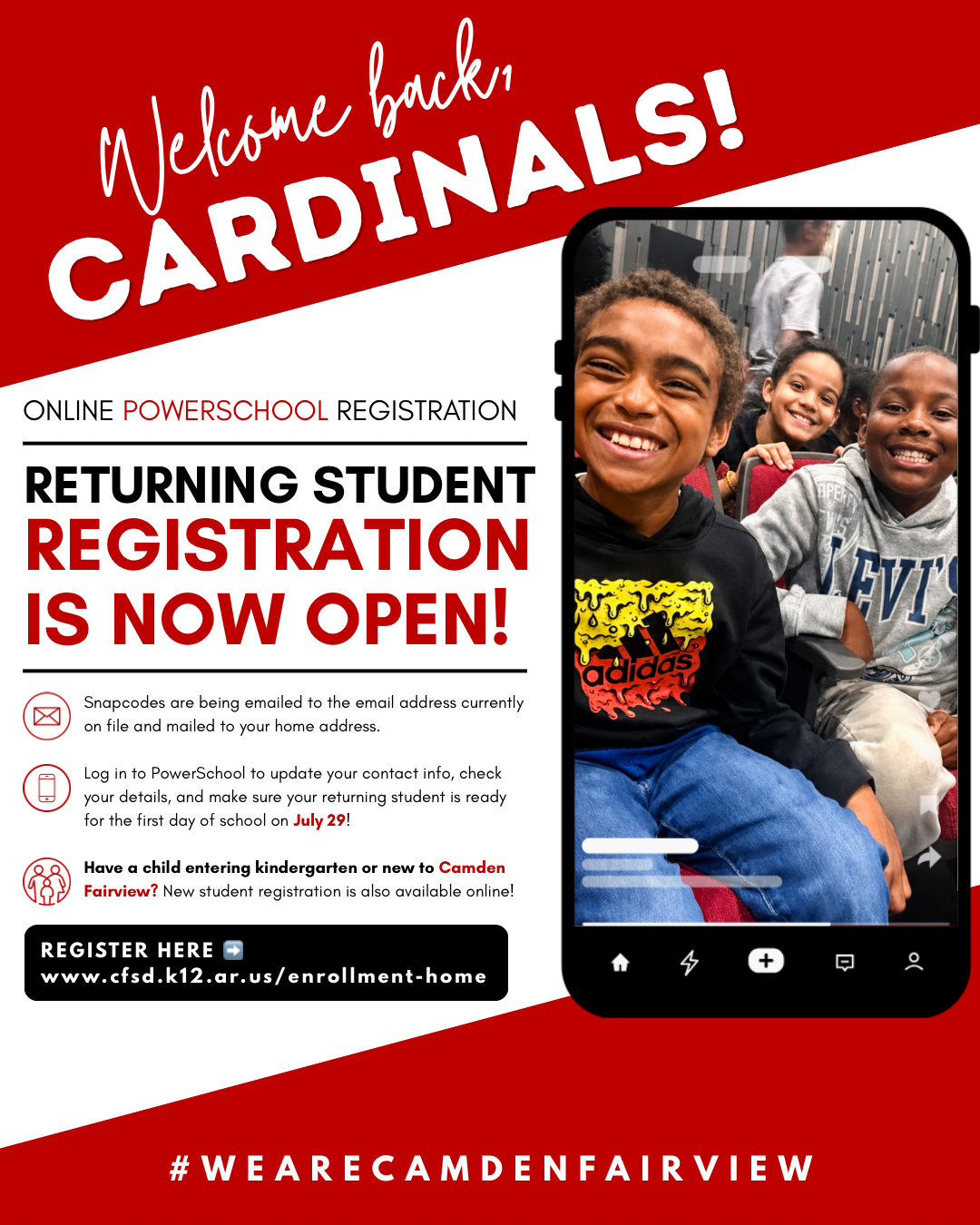 Welcome back, Cardinals! Online registration for returning students is now open.