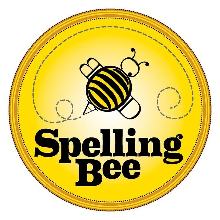 A circular logo with a yellow background features a cartoon bee and the text 'Spelling Bee'.