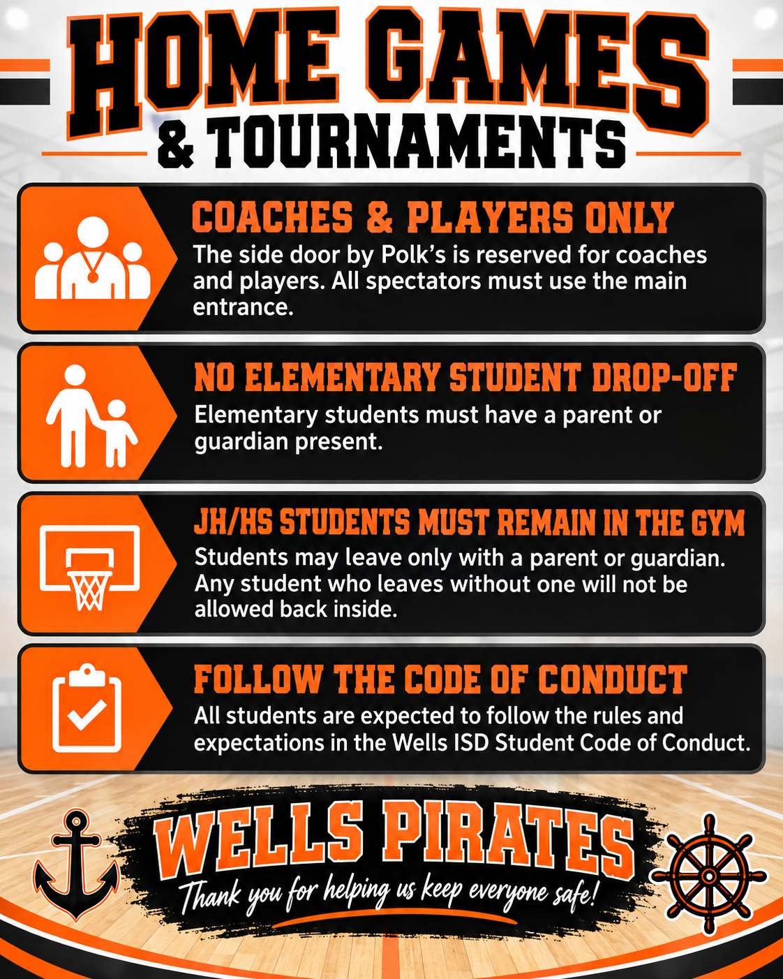 IMPORTANT REMINDER for Home games/Tournaments 