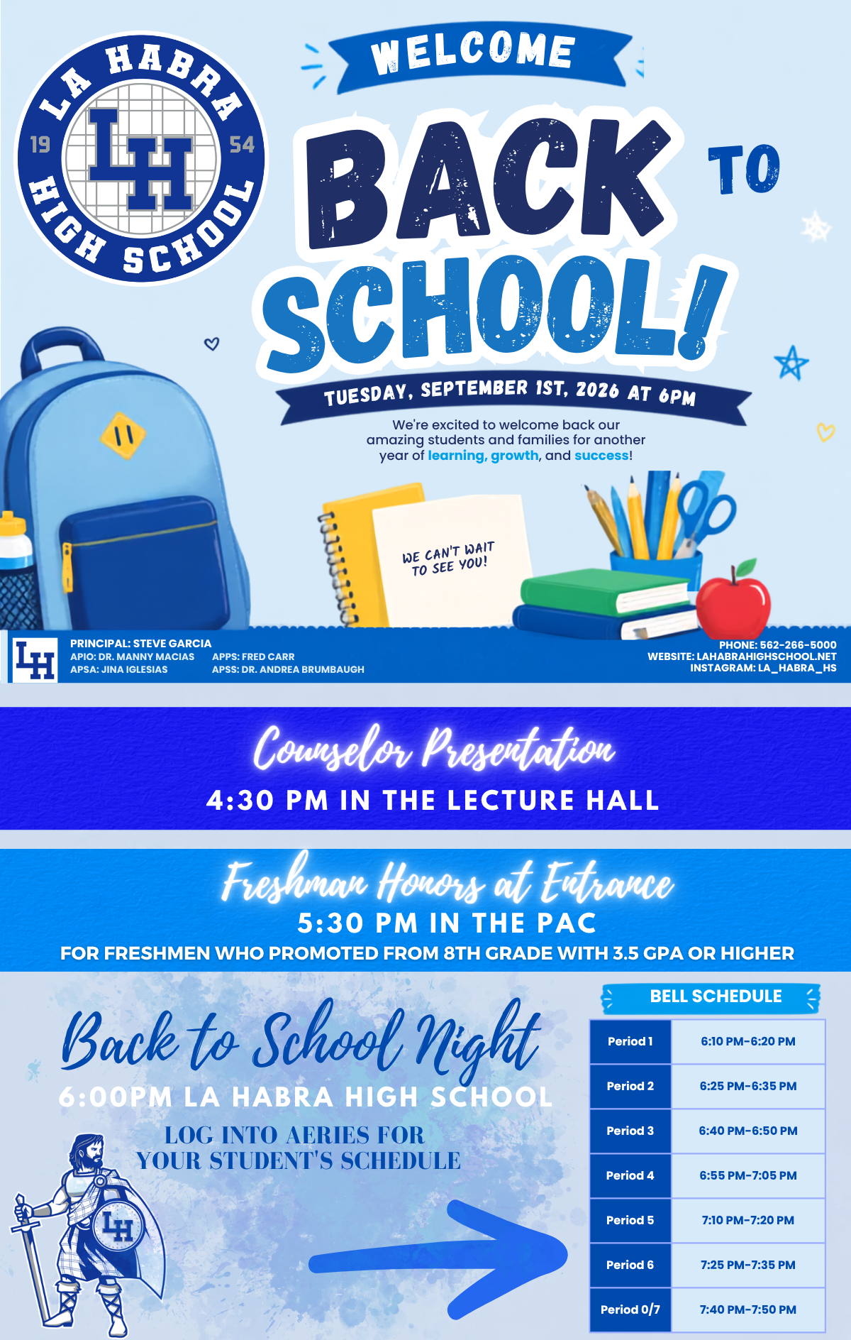Back to School Night: September 1st, 2026