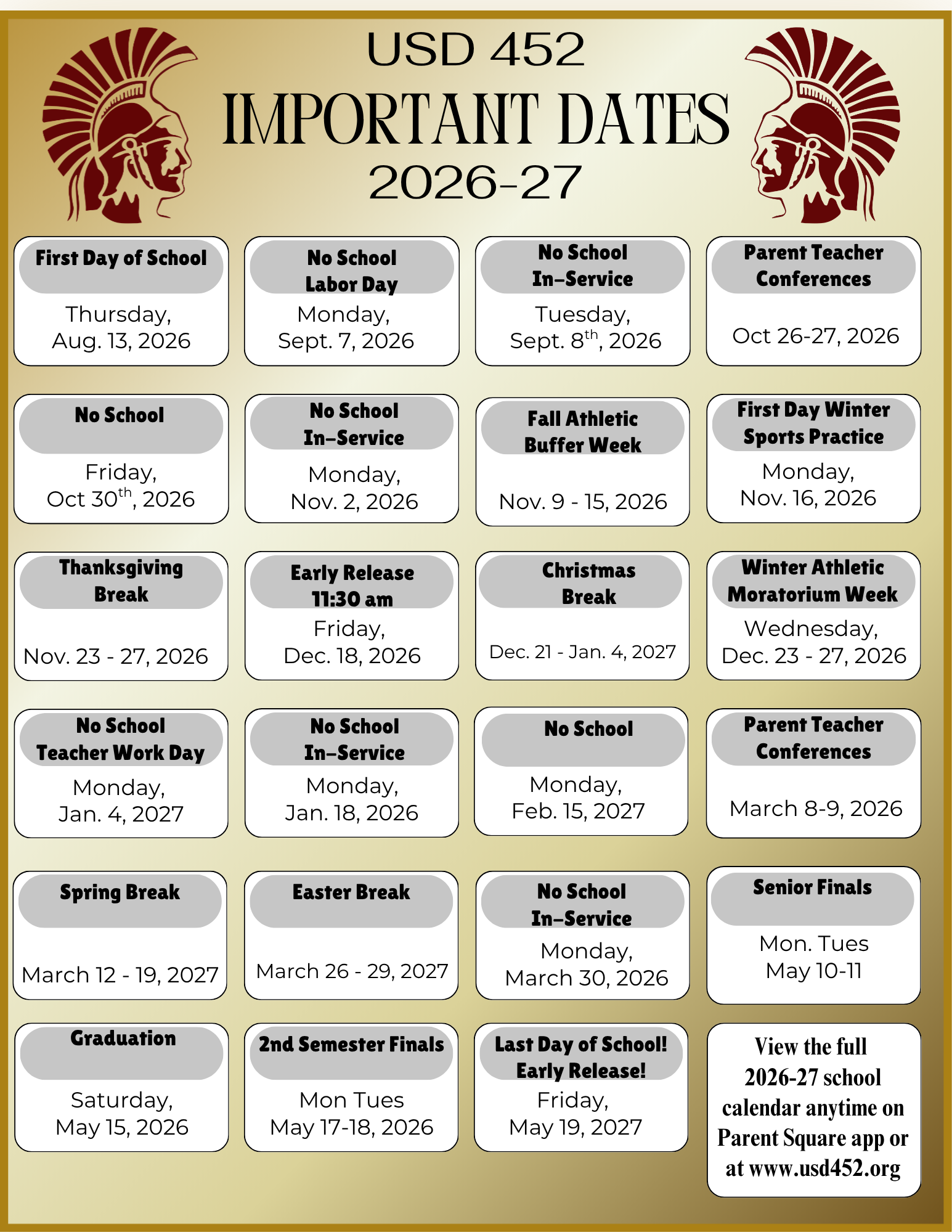 Mark Your Calendars