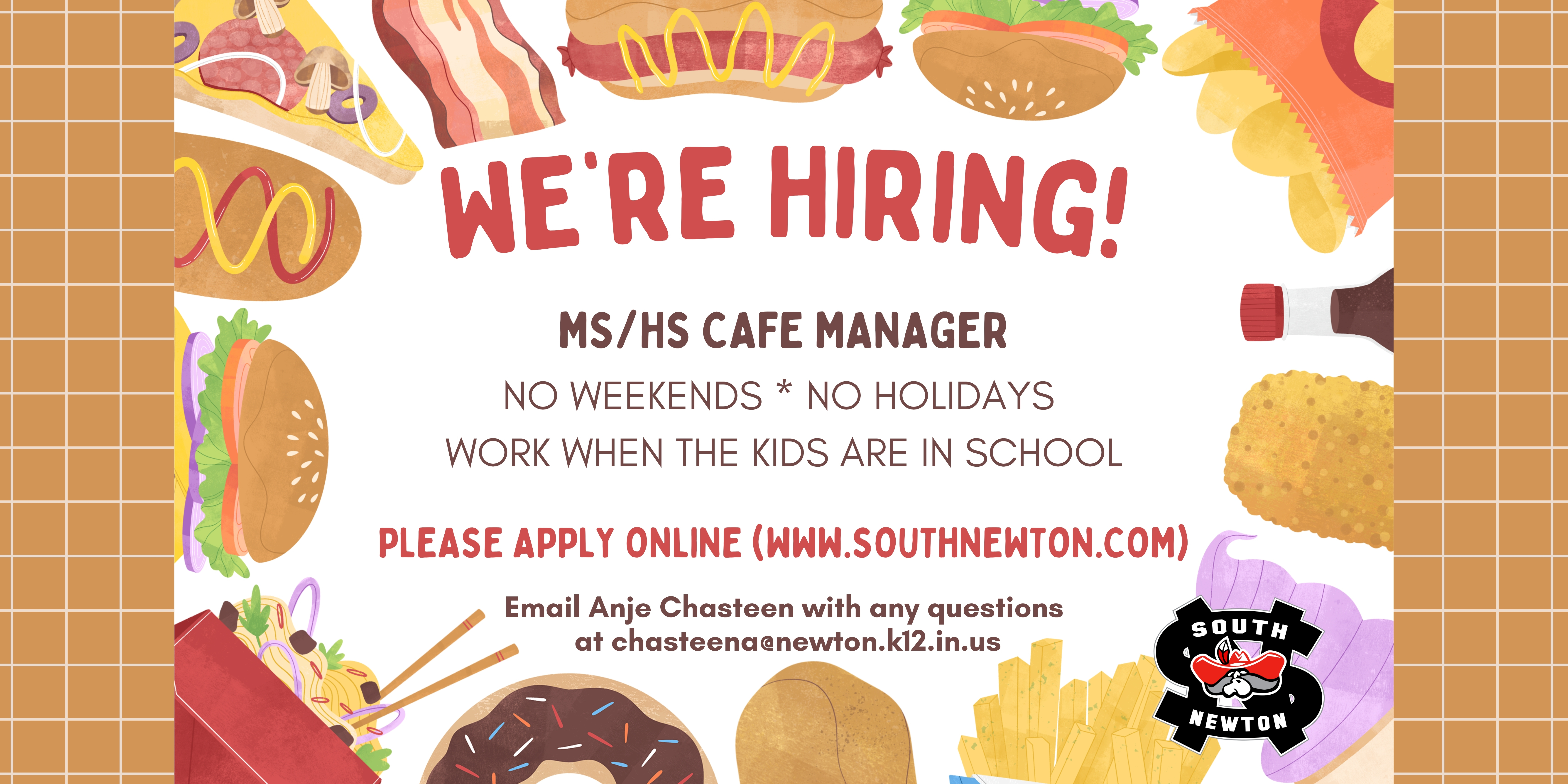 We're Hiring! Join the South Newton Food Service Team! 