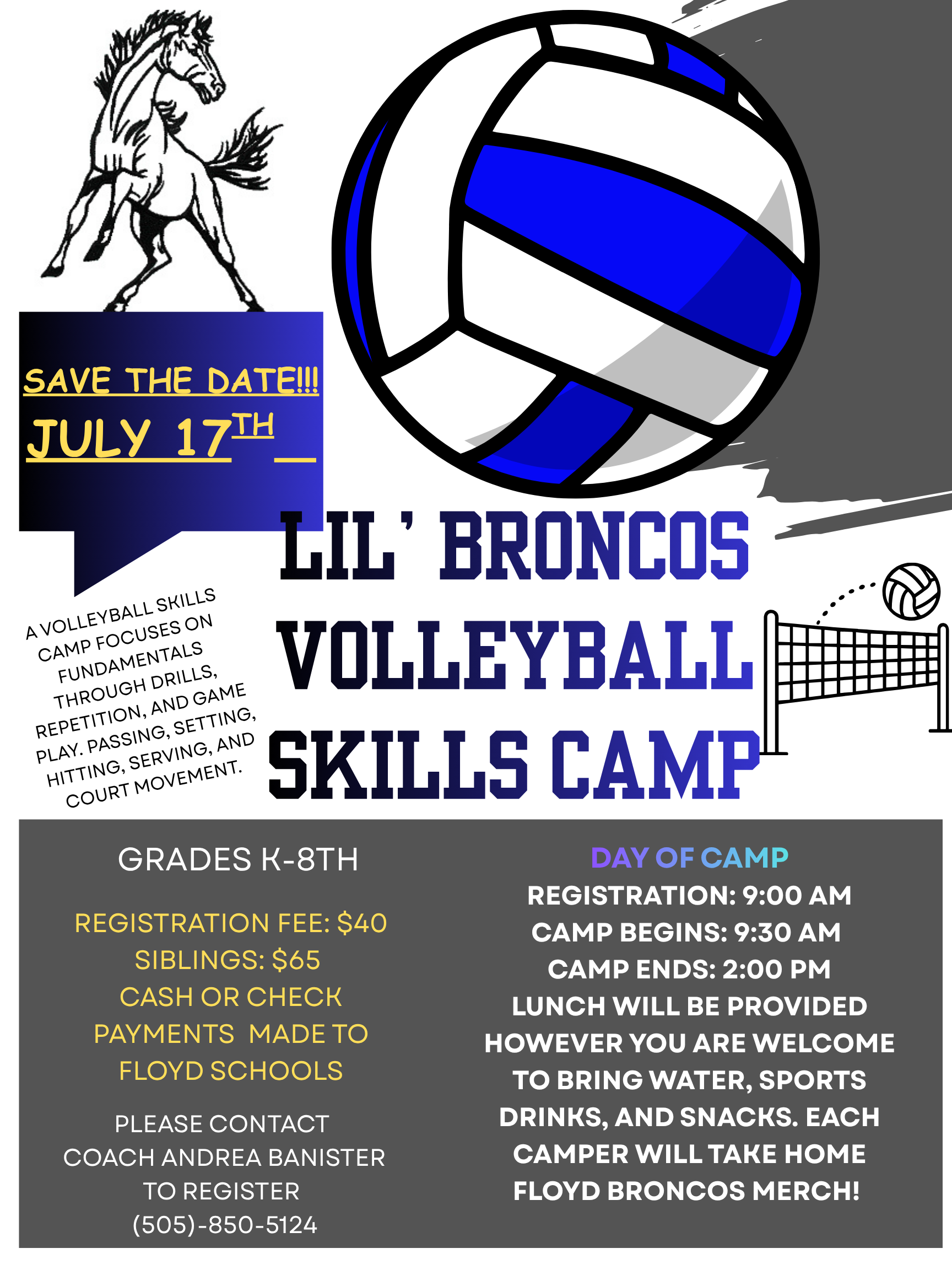 Lil' Broncos Volleyball Skills Camp
