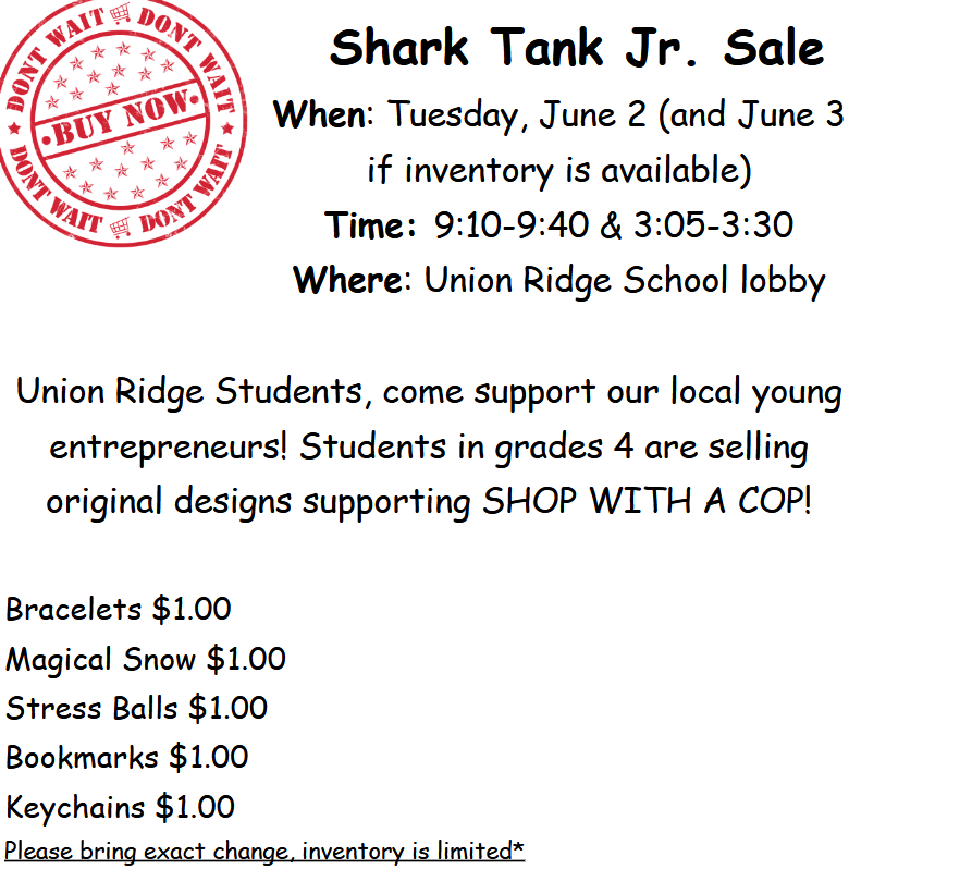 Shark Tank Jr. Sale - Entrepeneurs of 4th grade!
