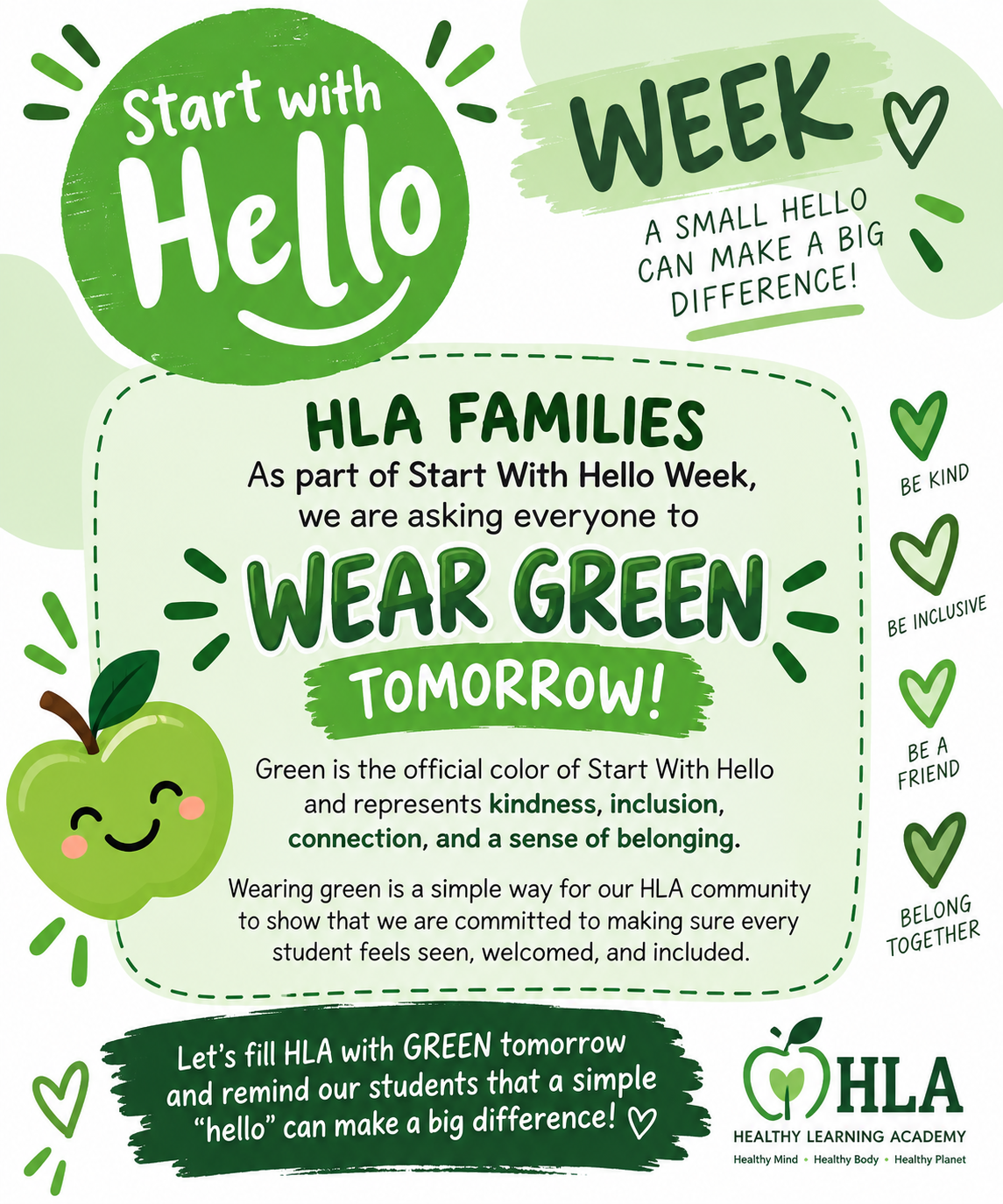 Wear Green - Tomorrow! (9/23)