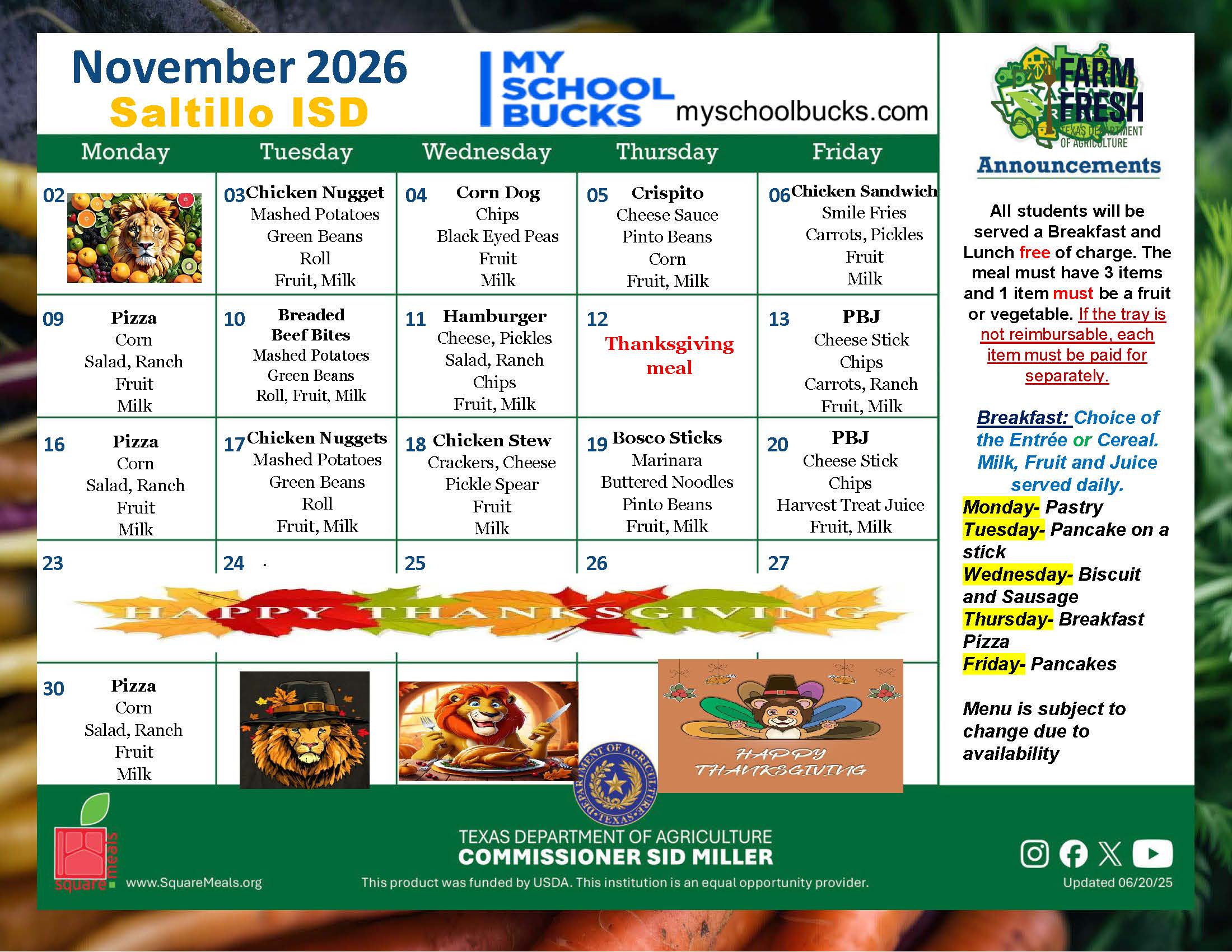 November Menu