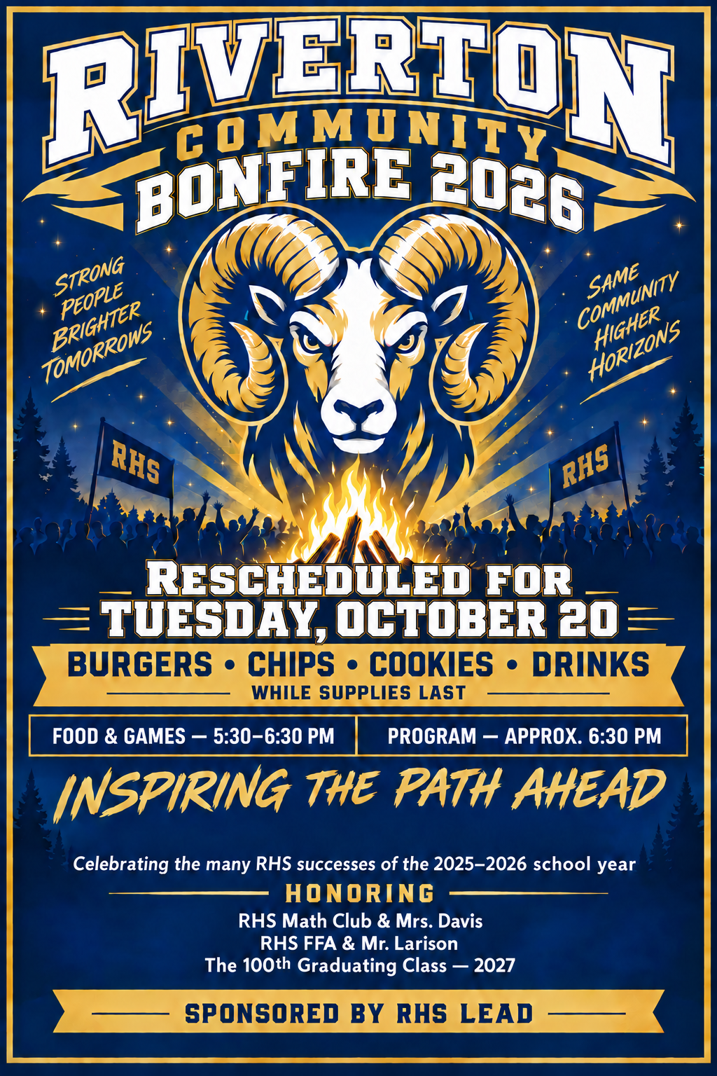 Community Bonfire Rescheduled for Tuesday 10/20