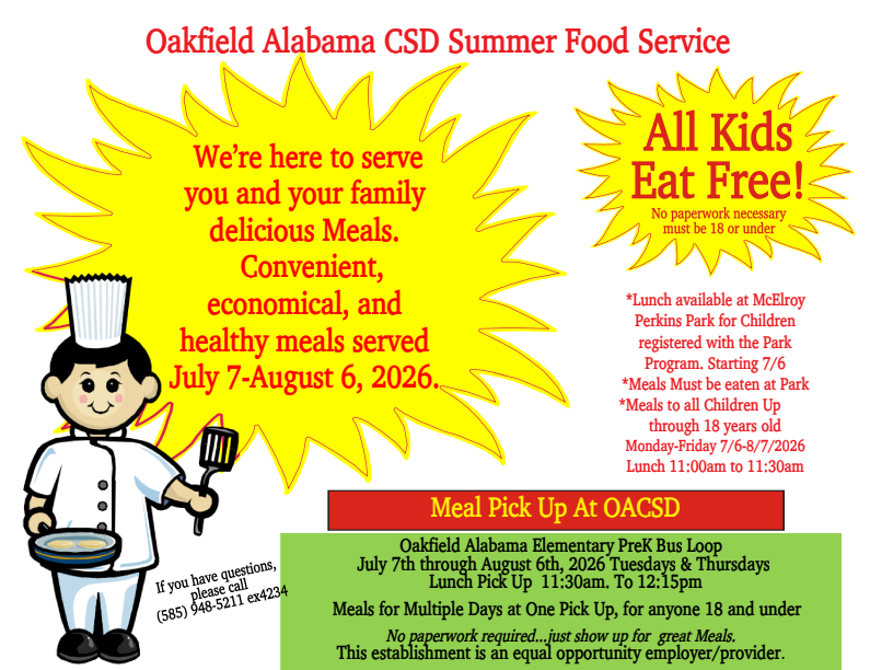 Oakfield Alabama CSD Summer Feeding Program!