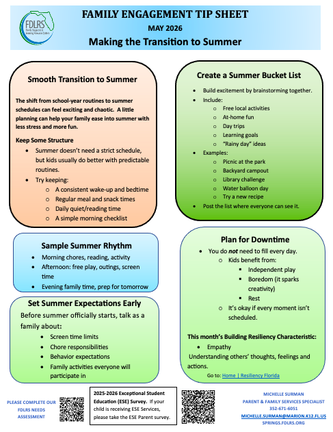 May Family Engagement Tip Sheet 