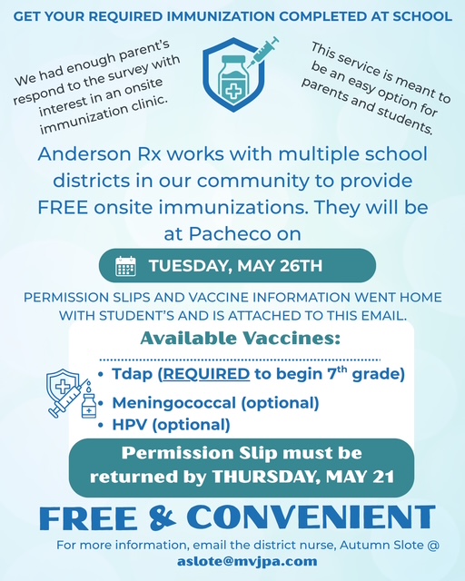 IMMUNIZATION CLINIC AND PERMISSION SLIPS