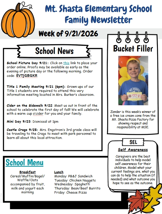 📷 MSE Family Newsletter 9/21/2026 📸