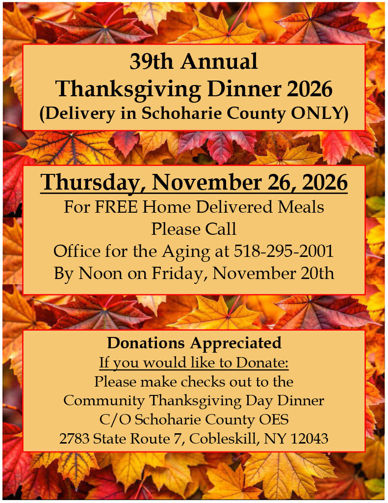 39th Annual Thanksgiving Dinner 2026 (Delivery in Schoharie Co. ONLY)