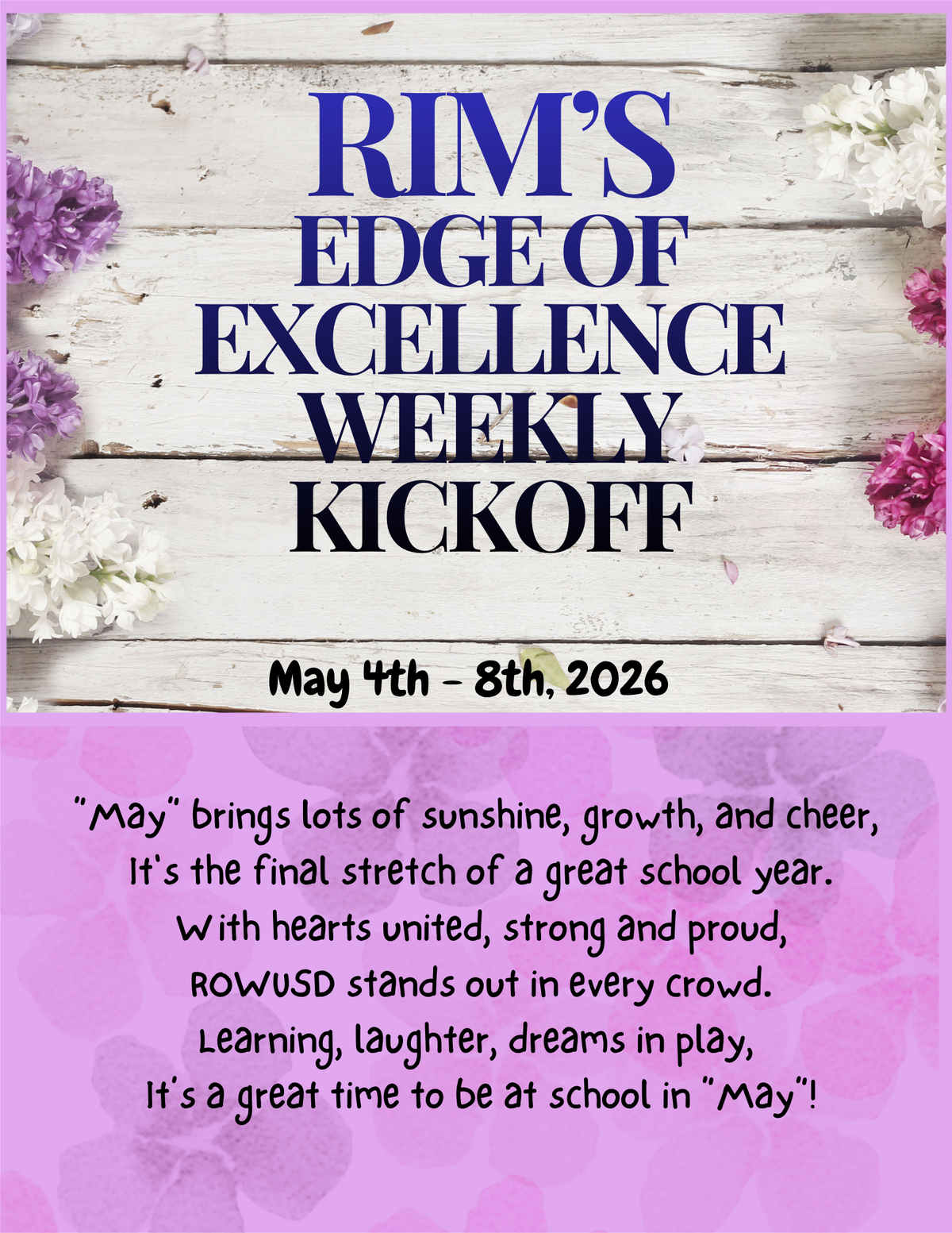 May 4th-8th, 2026: Rim's  Edge of Excellence Weekly Kickoff
