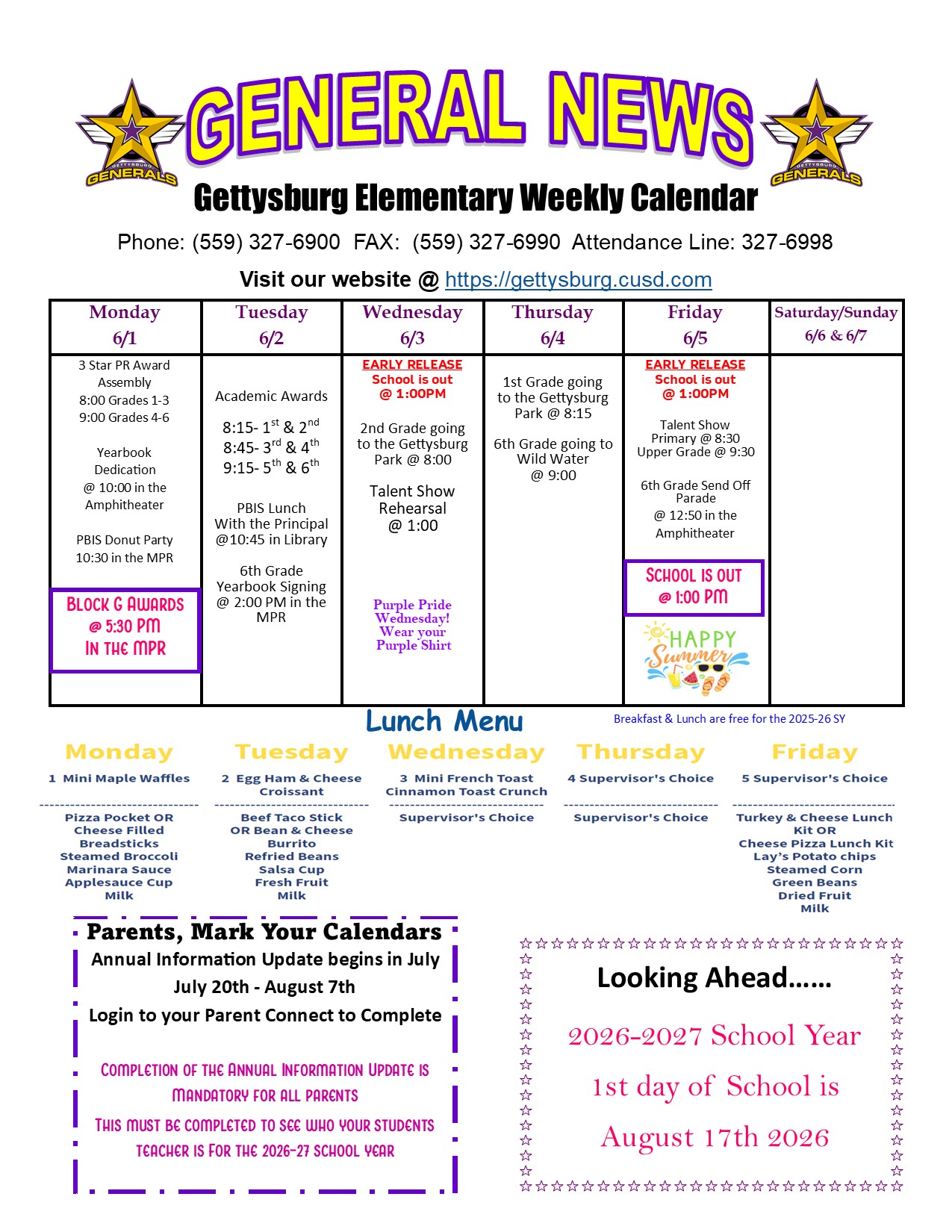 General News Week of 6/1/2026