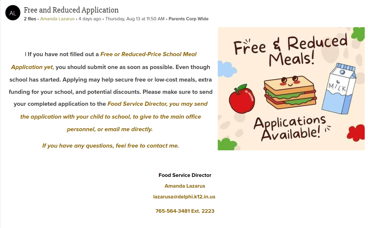 Free/Reduced Meal Application 