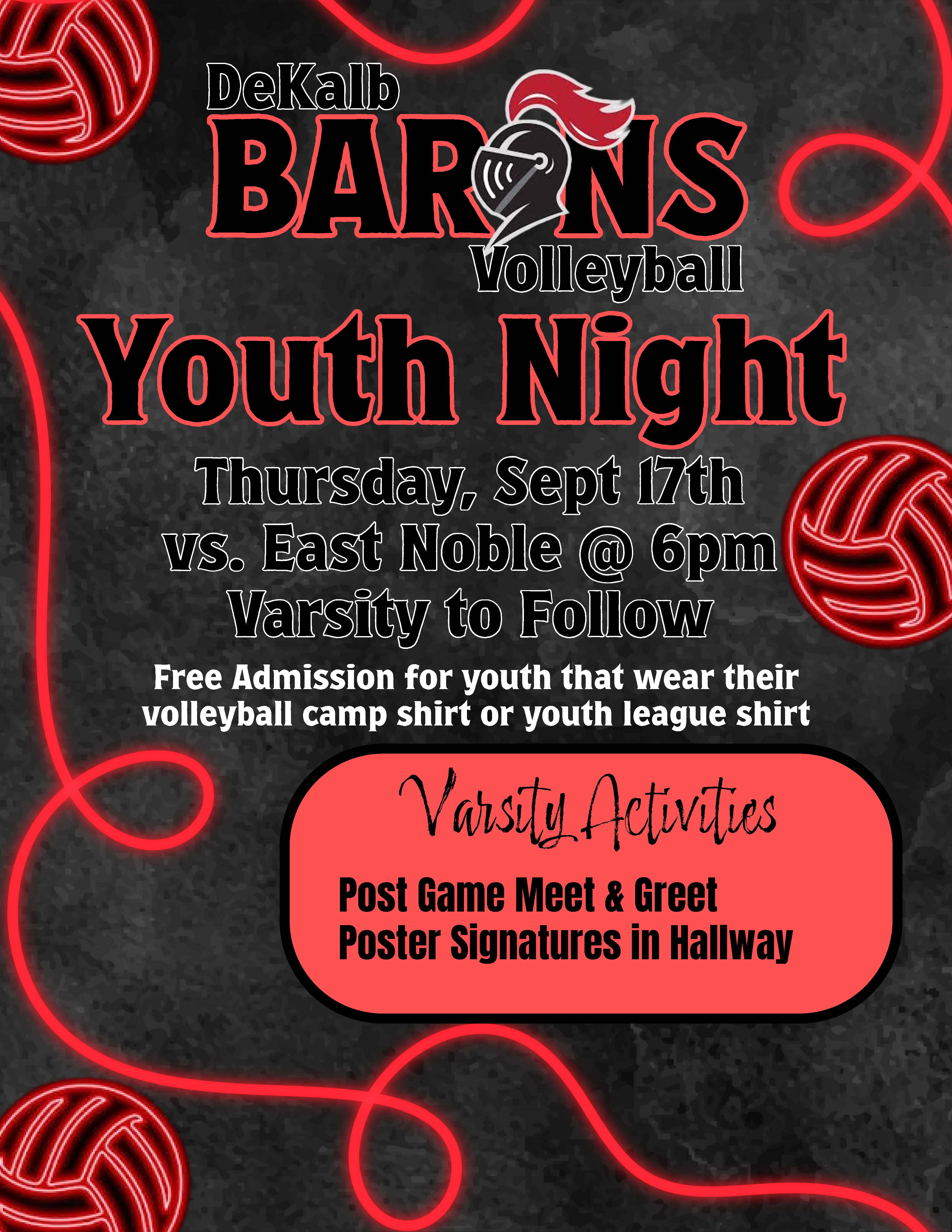 DeKalb Barons Volleyball Youth Night!