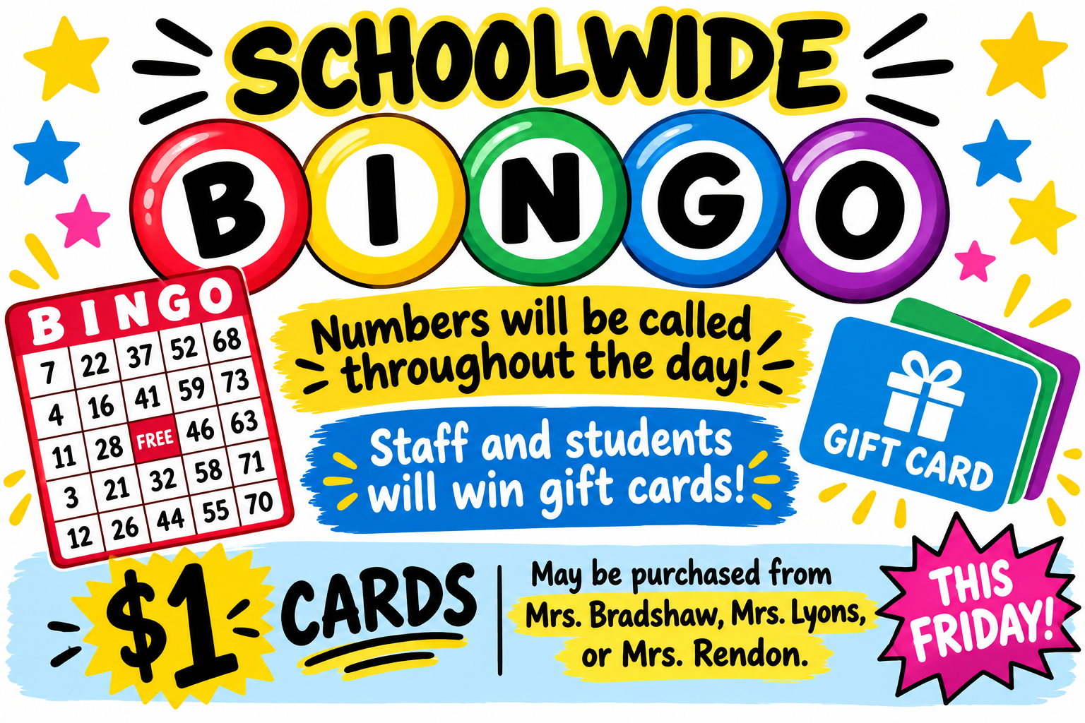 LCJH Schoolwide Bingo