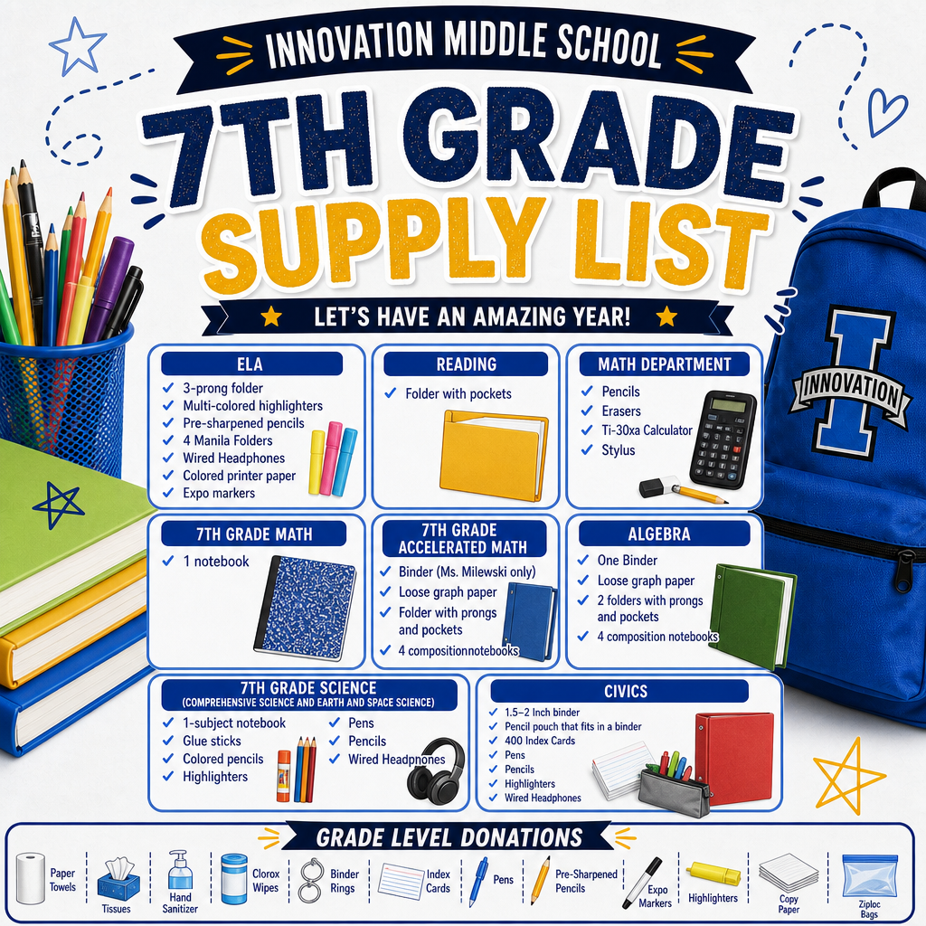 7th Grade Supply List