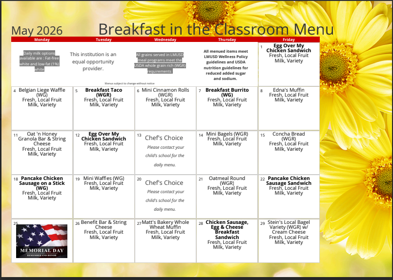 May Menus