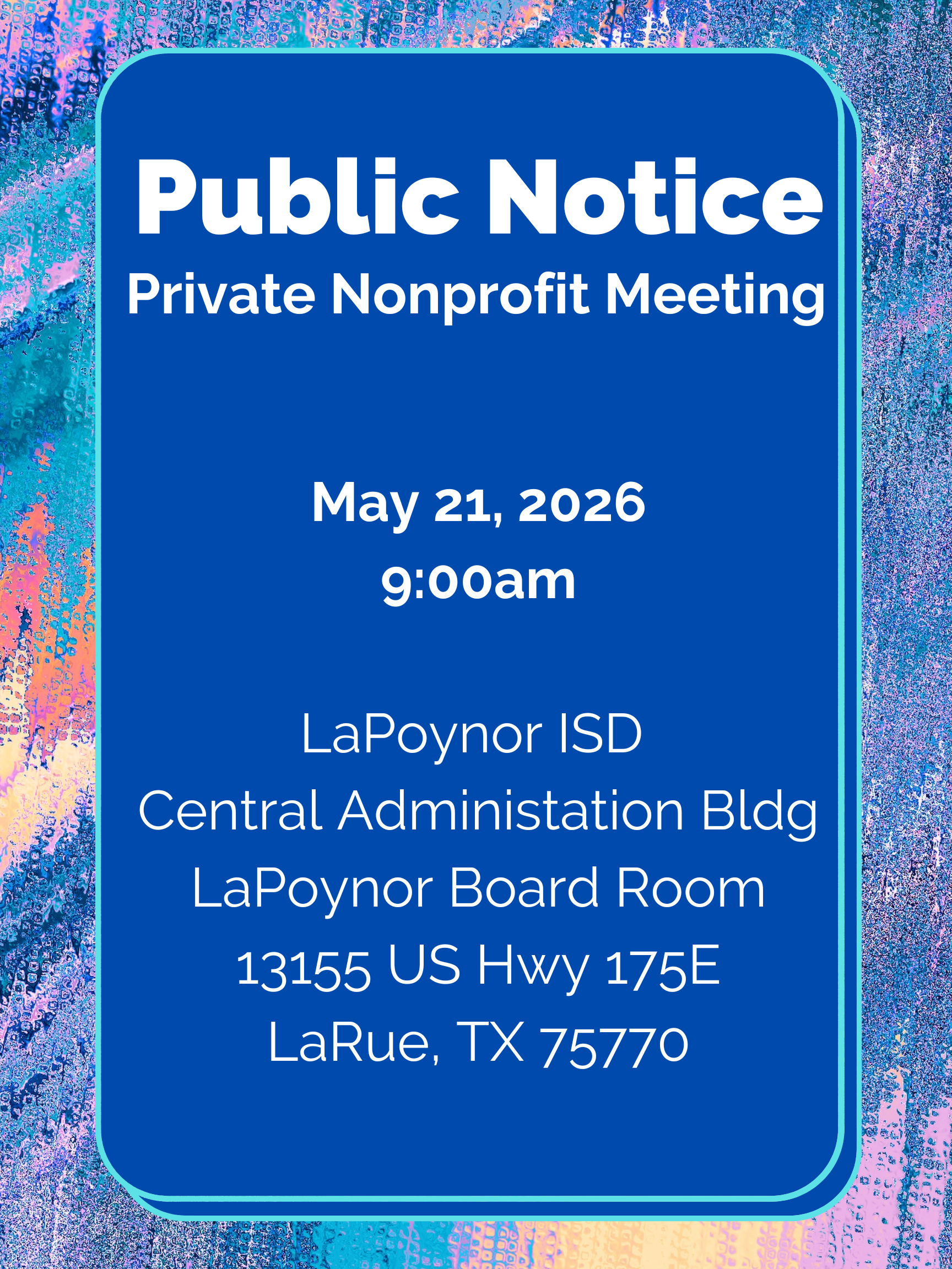 Public Notice | Private Nonprofit Meeting